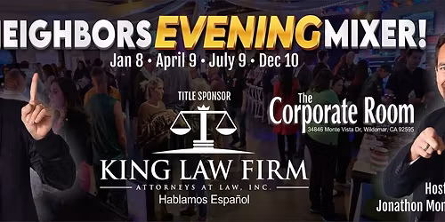 FREE TO ATTEND: Neighbors Quarterly Evening Mixer - Jan 8th