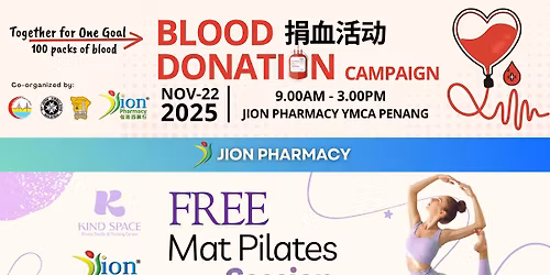 Jion Pharmacy 19th Anniversary Event (Blood Donation & FREE Mat Pilates Session)