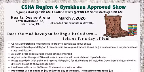 CSHA Region 4 Gymkhana -- First show of the season