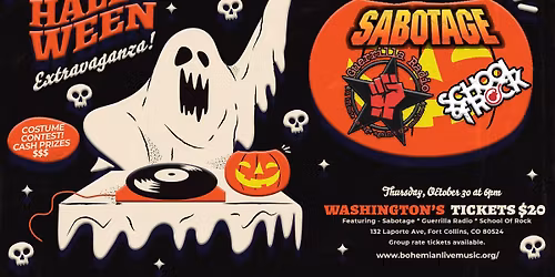 The Halloween Extravaganza featuring Guerrilla Radio x Sabotage with School of Rock House Band