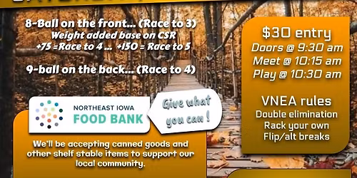 Women's 8-Ball\/9-Ball Tournament & Food Drive
