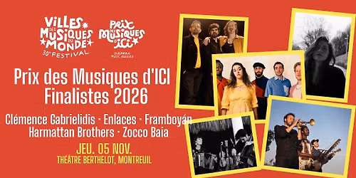 Prix des Musiques d'ICI ~ Finalistes 2026
