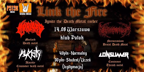 Link the fire: Morlord + Alacrity + Consumer + Necrocranium | 14.08.2026 | Potok Warszawa
