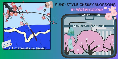 Sumi-Style Cherry Blossoms in Watercolour