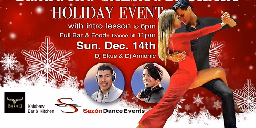Black & Red Salsa & Bachata Holiday Dance Event w\/Intro Lesson 