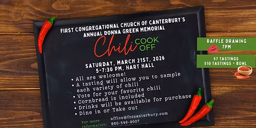 First Congregational Church of Canterbury’s Annual Donna Green Memorial Chili Cook Off