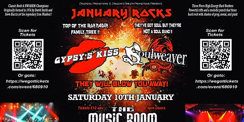 JANUARY ROCKS - Gypsy's Kiss + Soulweaver @ The Music Room Ipswich