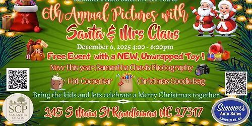 6th Annual Pictures with Santa & Mrs. Claus 