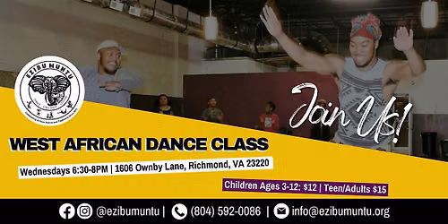 Ezibu Muntu's 2026 Weekly West African Dance Class
