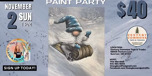 11\/2\/25 SUNDAY 1PM\ud83c\udfa8 Sledding Gnome at Century Commons, Sunriver, OR