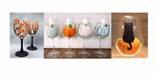 Fall Wine Glass Painting Workshop at Main Event in Farmingdale