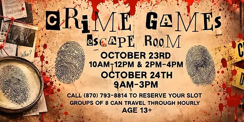 Crime Games Escape Room (Ages13+, Reservation Required)