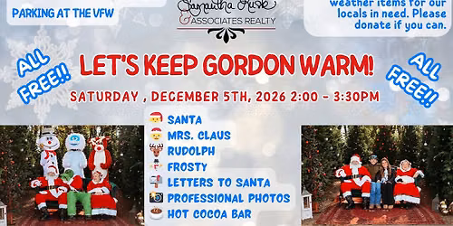 \ud83e\udd36\ud83e\udd8c\ud83c\udf85 SLAR's 2026 Let's Keep Gordon Warm with Santa, Mrs. Claus, Frosty, Rudolph, & more! \u2744\ufe0f\ud83c\udf84\ud83d\udcf8