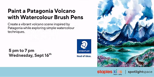 Paint a Patagonia Volcano with Watercolour Brush Pens at Staples Store 152