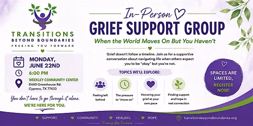 In-Person Grief Support Group: When the World Moves On But You Haven\u2019t