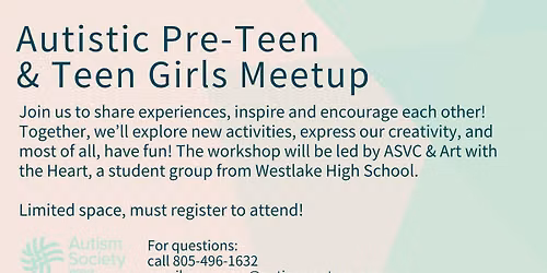 Autistic Pre-Teen and Teen Girls Meetup (Ages 11-18)