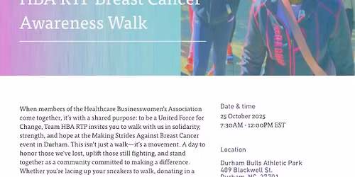 Meet the HBA: HBA RTP Breast Cancer Awareness Walk