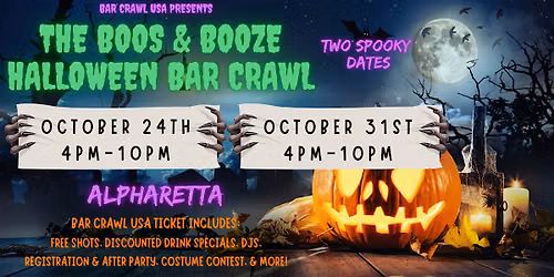 Alpharetta Boos & Booze Bar Crawl: Oct 24th & Oct 31st
