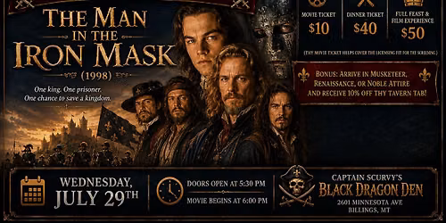 Dinner and a Movie Night: The Man in the Iron Mask