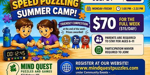Kids Speed Puzzling Summer Camp- Ages 6-12