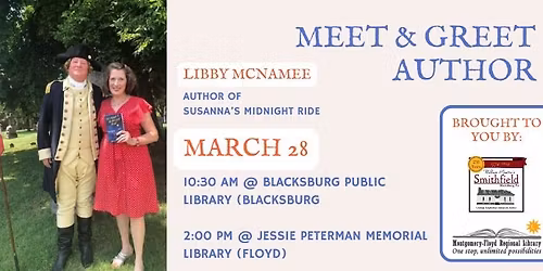 Author Meet and Greet: Libby McNamee & Susannah's Midnight Ride (Blacksburg Public Library)