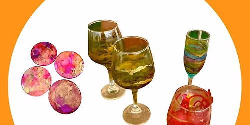 Alcohol Ink on wine glasses or coasters