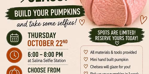 Mini Hand-Built Clay Pumpkin Class with local artist Chelsea Johnson