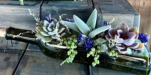 Succulent Wine Bottle Arrangement