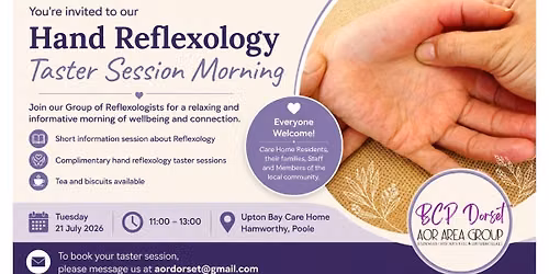 \ud83d\udd90\ufe0f FREE Hand Reflexology Taster Morning \ud83d\udd90\ufe0f