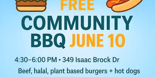Free Community BBQ \u2013 June 10  