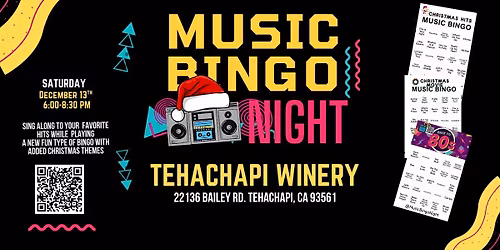 Music Bingo Night @ Tehachapi Winery