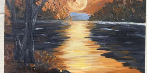 Fall Moon & Autumn Leaves