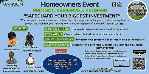 Homeowners Event- Safeguard Your Biggest Investment