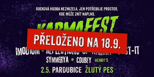 !\ufe0fP\u0158ELO\u017dENO!\ufe0f KarmaFest '26 \u2013 Pardubice, \u017dlut\u00fd Pes