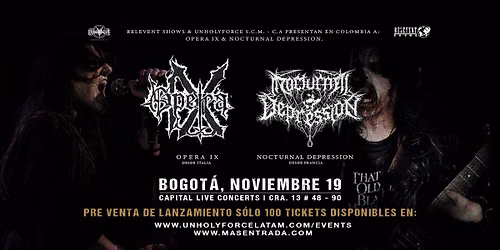 NOCTURNAL DEPRESSION & OPERA IX en Bogot\u00e1, Noviembre 19