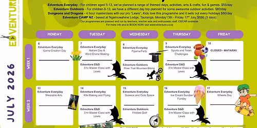 Edventure Holiday Programmezx — 36 Berkley ave, Hamilton, New Zealand