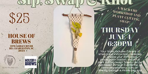 Sip, Swap & Knot: A Macrame Workshop and Plant Cutting Swap