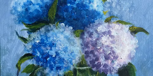 Paint n Chill Fri 7pm Free Welcome Drink & 10% off Food - Hydrangea Flowers