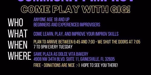 Community Improv - For Laughter & Play! Please arrive 6:45-7! :-)