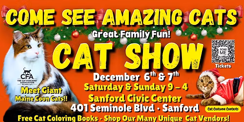 Come See  Amazing Cats \ud83d\ude3b\u2764\ufe0f\ud83c\udf89 at the PURR-FECT SANFORD Cat Show & Adoption Event Dec. 6th & 7th!