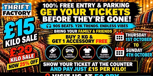 Thrift Factory London Vintage Kilo Sale \u00a315\/kg | Y2K & 90s Fashion Pop-Up