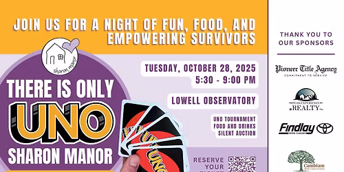UNO Tournament & Fundraiser: "There is Only UNO Sharon Manor"
