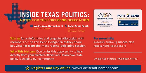 Inside Texas Politics: Notes from the Fort Bend Delegation