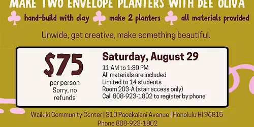 Love Letter with Clay: Envelope Planter Workshop