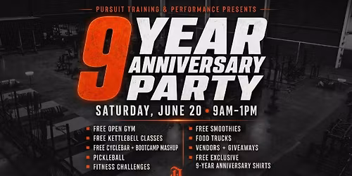 9 Year Anniversary Bash & Free Day Pass