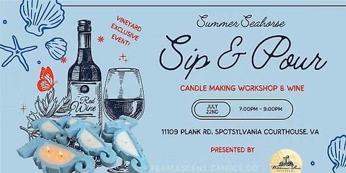 Summer Seahorse Wooden Bowl Sip & Pour Candle Making Workshop