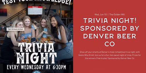 Trivia Wednesday at The Golden Mill