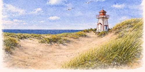 Watercolour Art class Covehead Harbour Lighthouse P.E.I.