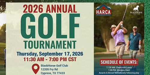 HARCA September 17, 2026 Annual Golf Tournament