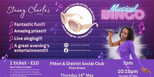 Midweek Musical Bingo at Filton & District Social Club (Bristol) - Thursday 14th May 7pm